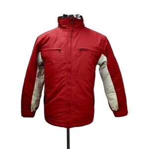 AMERICAN OUTPOST Men’s Winter Coat Full Zip Size S Red Beige Long Sleeves